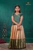 Sandal Golden Annam EMB Traditional Pattu Pavadai Set