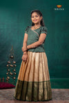 Sandal Golden Annam EMB Traditional Pattu Pavadai Set