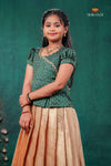 Sandal Golden Annam EMB Traditional Pattu Pavadai Set