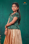 Sandal Golden Annam EMB Traditional Pattu Pavadai Set