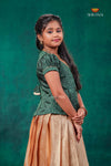Sandal Golden Annam EMB Traditional Pattu Pavadai Set
