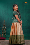Sandal Golden Annam EMB Traditional Pattu Pavadai Set