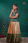 Sandal Golden Annam EMB Traditional Pattu Pavadai Set
