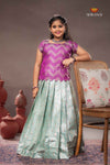 Sky Blue Brocade Wave Traditional Pattu Pavadai Set