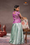 Sky Blue Brocade Wave Traditional Pattu Pavadai Set