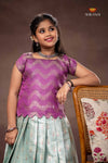 Sky Blue Brocade Wave Traditional Pattu Pavadai Set