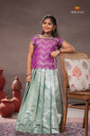 Sky Blue Brocade Wave Traditional Pattu Pavadai Set