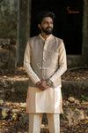 Elegant Grey Brocade KurtaFor Boys