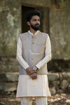 Elegant Grey Brocade KurtaFor Boys