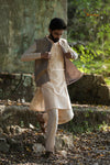 Elegant Grey Brocade KurtaFor Boys