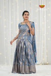 Blue Tissue Garland Traditional Half saree | Lehenga For Girls