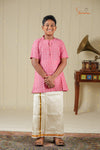 Boys Peach and Red Cotton Kurta !!!