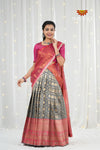 Grey Circle Peacock Traditional Half Saree | Lehenga For Girls !!!