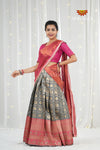 Grey Circle Peacock Traditional Half Saree | Lehenga For Girls !!!