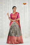 Grey Circle Peacock Traditional Half Saree | Lehenga For Girls !!!