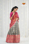Grey Circle Peacock Traditional Half Saree | Lehenga For Girls !!!