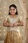 Gold Cherry Blossom Traditional Pattu Pavadai Set for Girls