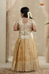 Gold Cherry Blossom Traditional Pattu Pavadai Set for Girls