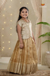 Gold Cherry Blossom Traditional Pattu Pavadai Set for Girls