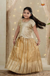 Gold Cherry Blossom Traditional Pattu Pavadai Set for Girls