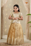 Gold Cherry Blossom Traditional Pattu Pavadai Set for Girls