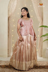 Pink Cherry Blossom Traditional Pattu Pavadai Set for Girls