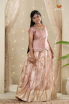 Pink Cherry Blossom Traditional Pattu Pavadai Set for Girls