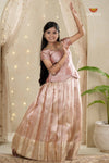 Pink Cherry Blossom Traditional Pattu Pavadai Set for Girls