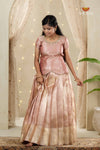 Pink Cherry Blossom Traditional Pattu Pavadai Set for Girls