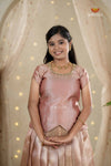 Pink Cherry Blossom Traditional Pattu Pavadai Set for Girls