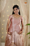 Pink Cherry Blossom Traditional Pattu Pavadai Set for Girls