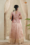 Pink Cherry Blossom Traditional Pattu Pavadai Set for Girls