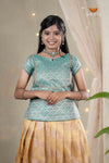 Yellow Climbing Rose Traditional Pattu Pavadai Set for Girls