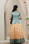 Yellow Climbing Rose Traditional Pattu Pavadai Set for Girls