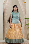Yellow Climbing Rose Traditional Pattu Pavadai Set for Girls