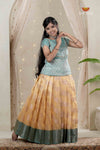 Yellow Climbing Rose Traditional Pattu Pavadai Set for Girls