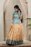 Yellow Climbing Rose Traditional Pattu Pavadai Set for Girls