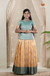 Yellow Climbing Rose Traditional Pattu Pavadai Set for Girls