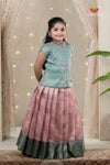 Pink Climbing Rose Traditional Pattu Pavadai Set for Girls
