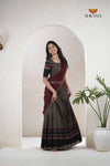Gray Traditional Cotton Ripple Half Saree | Lehenga For Girls