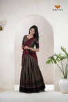 Gray Traditional Cotton Ripple Half Saree | Lehenga For Girls