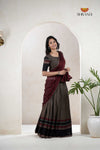 Gray Traditional Cotton Ripple Half Saree | Lehenga For Girls