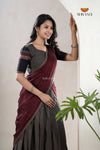 Gray Traditional Cotton Ripple Half Saree | Lehenga For Girls