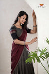 Gray Traditional Cotton Ripple Half Saree | Lehenga For Girls