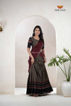 Gray Traditional Cotton Ripple Half Saree | Lehenga For Girls