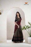 Gray Traditional Cotton Ripple Half Saree | Lehenga For Girls