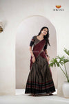 Gray Traditional Cotton Ripple Half Saree | Lehenga For Girls