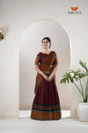 Maroon Traditional Cotton Ripple Half Saree | Lehenga For Girls