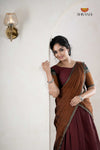 Maroon Traditional Cotton Ripple Half Saree | Lehenga For Girls