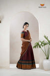 Maroon Traditional Cotton Ripple Half Saree | Lehenga For Girls